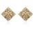 Yellow Gold plated love square earrings with glittering zircons